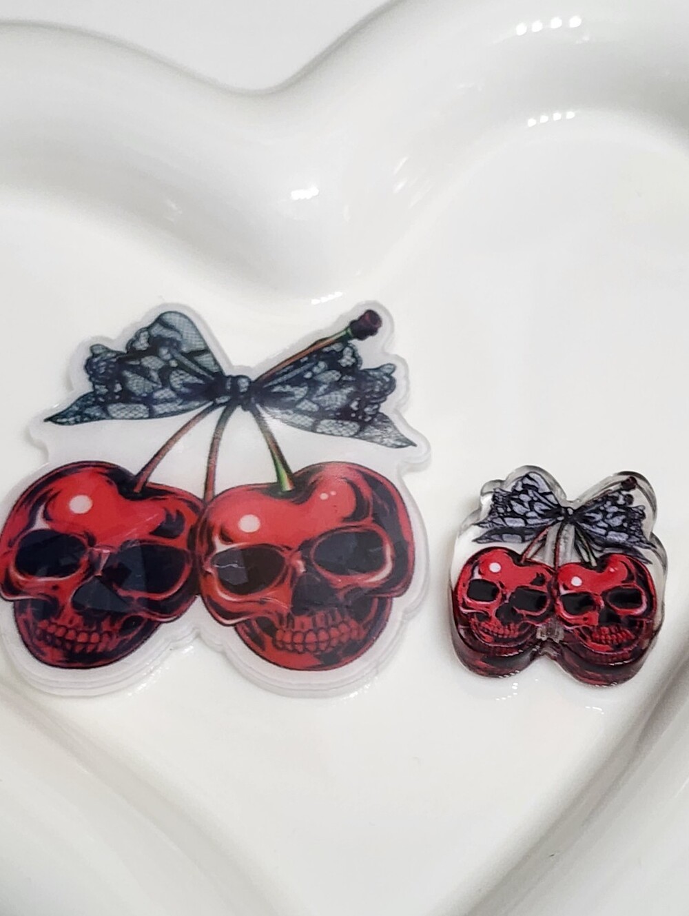 Skull Cherries Flatback Focal Bead Badge Crafts Beads Keychain Jewelry Magnet